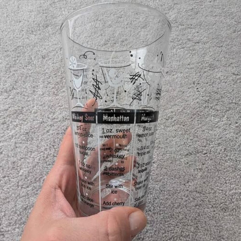 Cocktail Mixing Glass with Recipes